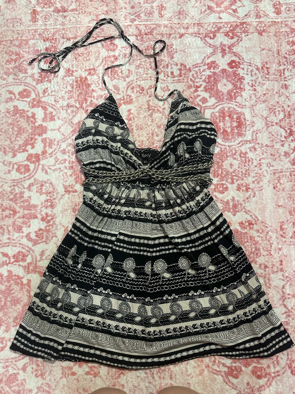 Sky Black and White Halter Mini Dress/top